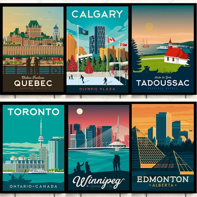 Home Decor Canada - Poster di viaggio con città del