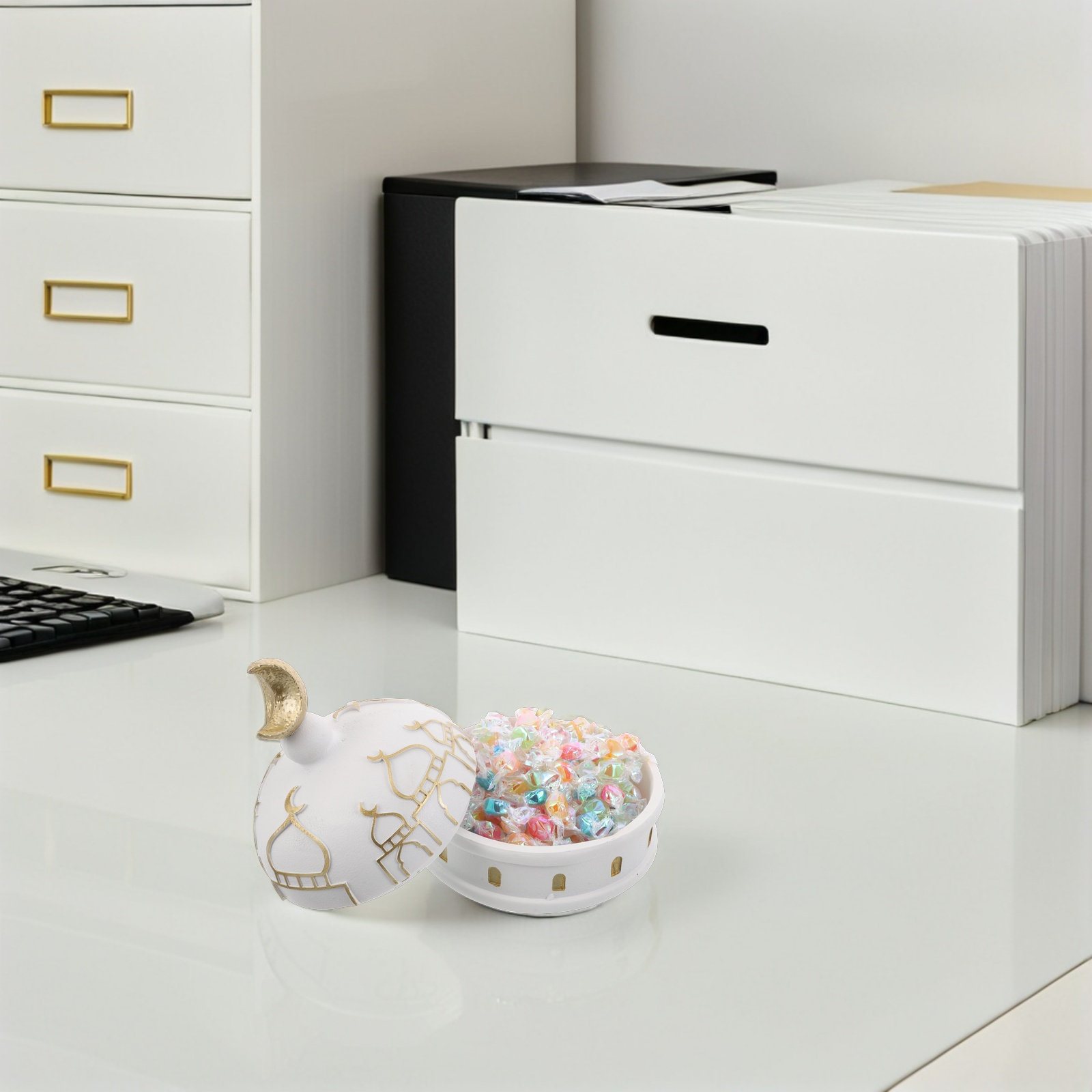 Home Decor Ramadan - Scatola Portagioie in Resina Stile Islamico,