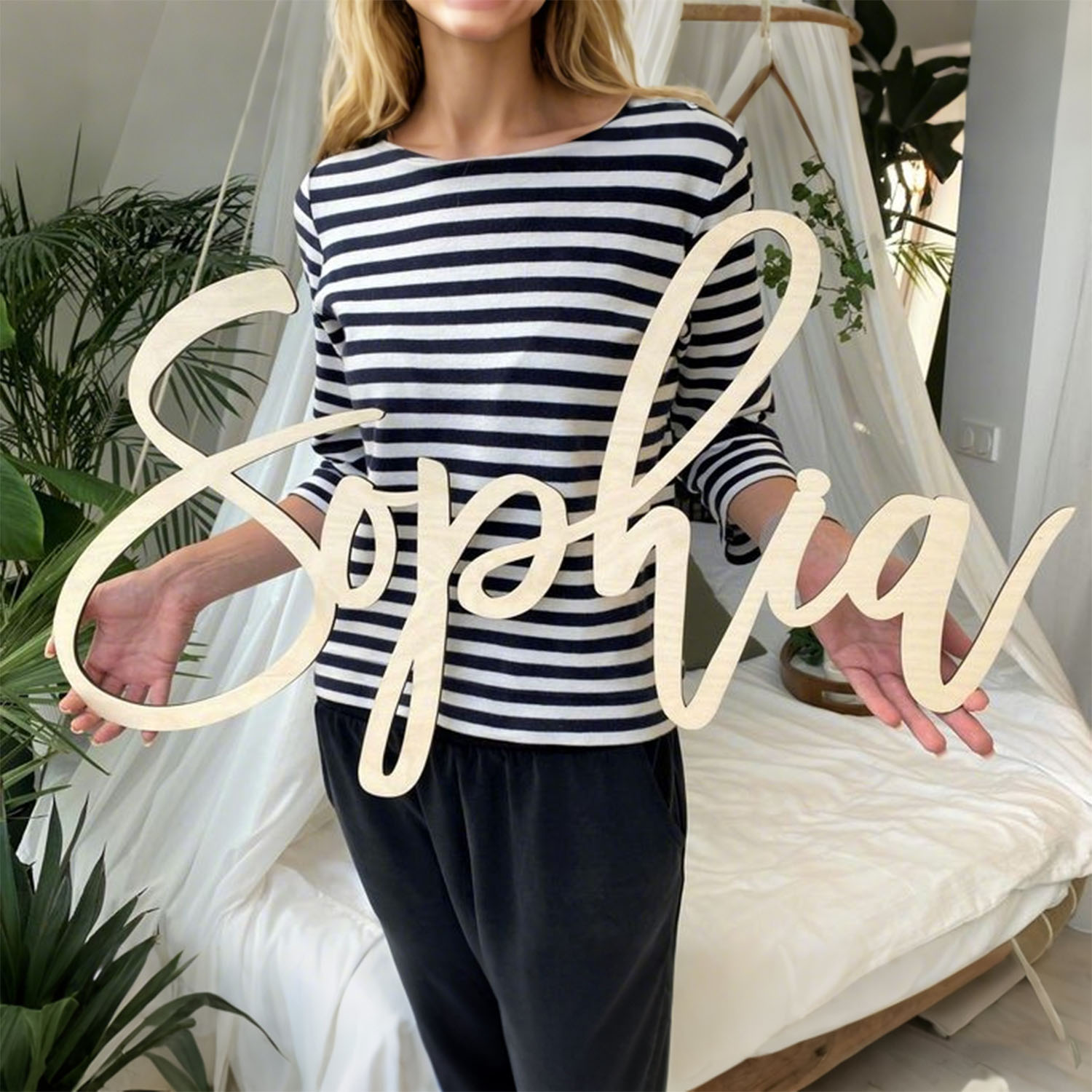 Home Decor Happy - 1 pezzo di targa in legno