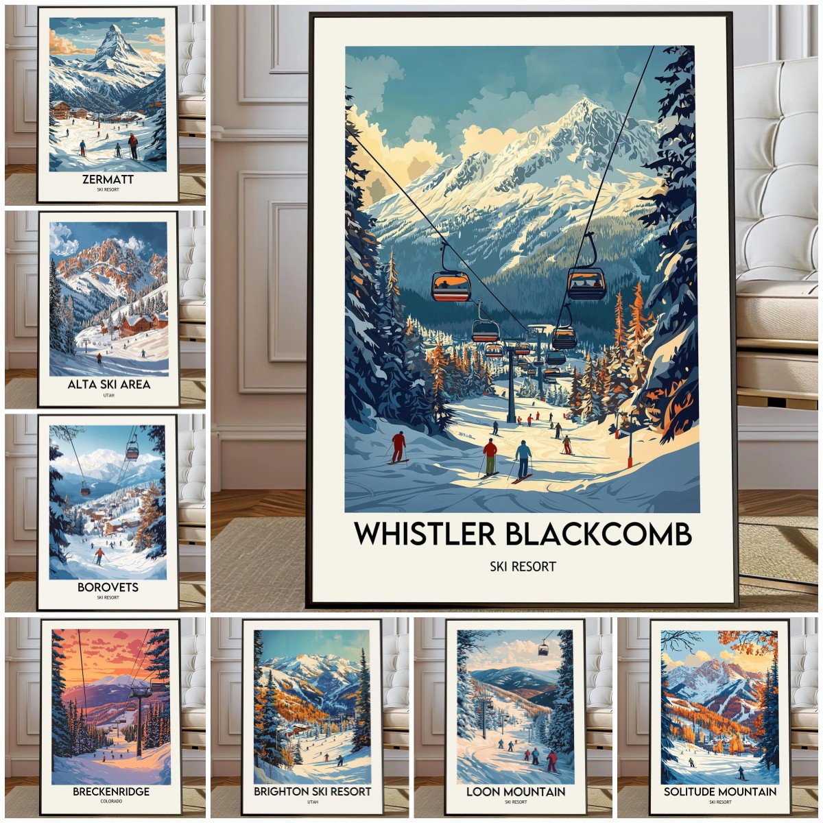 Home Decor Canada - Sci Resort Poster Telluride Courchevel Whistler