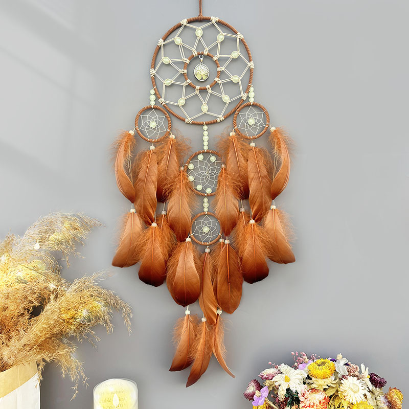 Boho Wind Chimes - Boho Dream Catcher Piume intrecciate a