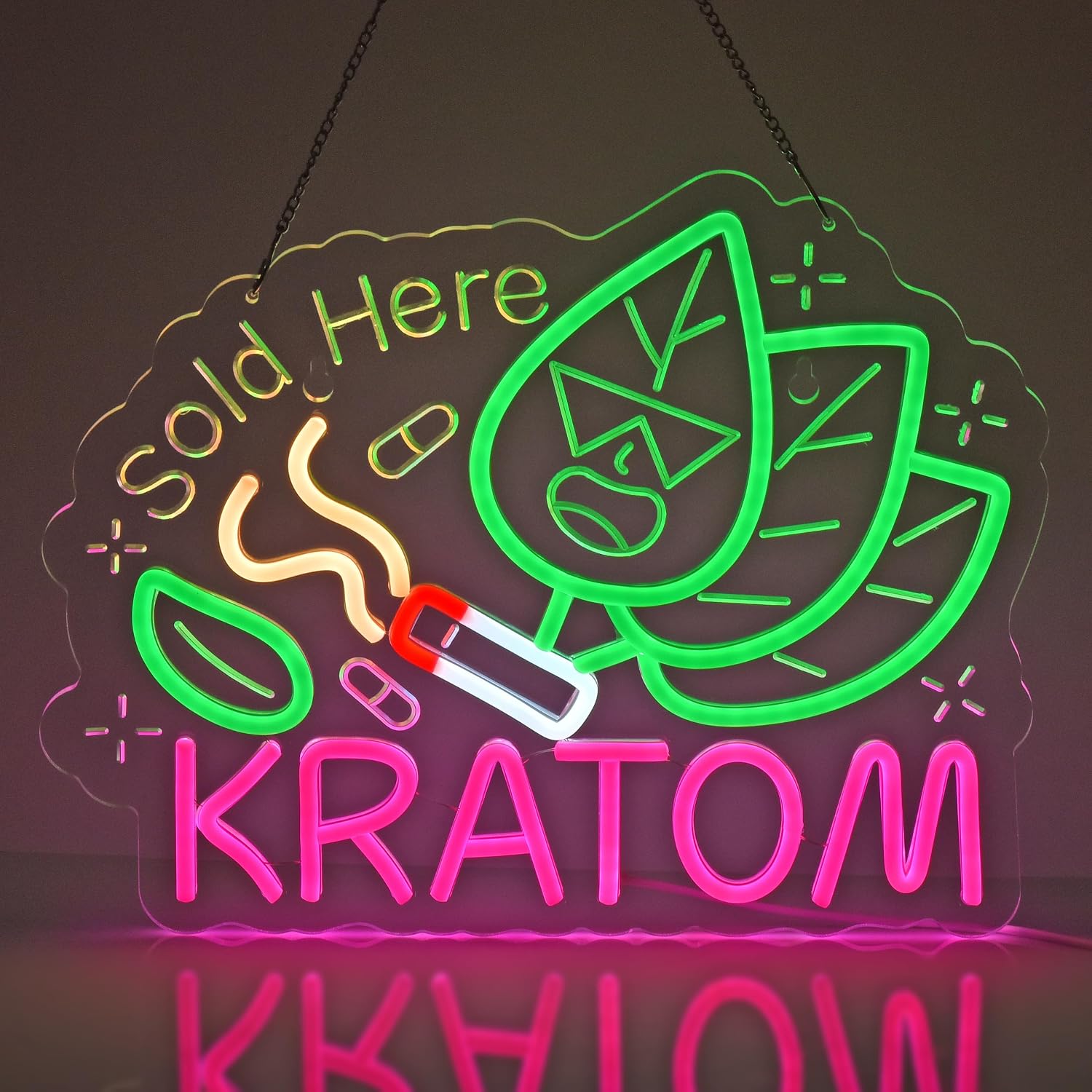 Home Decor Retail Stores - Insegna al Neon Kratom, Decorazione Murale